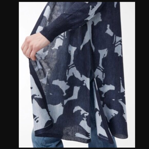 Chico's Jacquard Abstract Floral Long Cardigan Size XXL Lightweight Side Slits - Picture 14 of 14